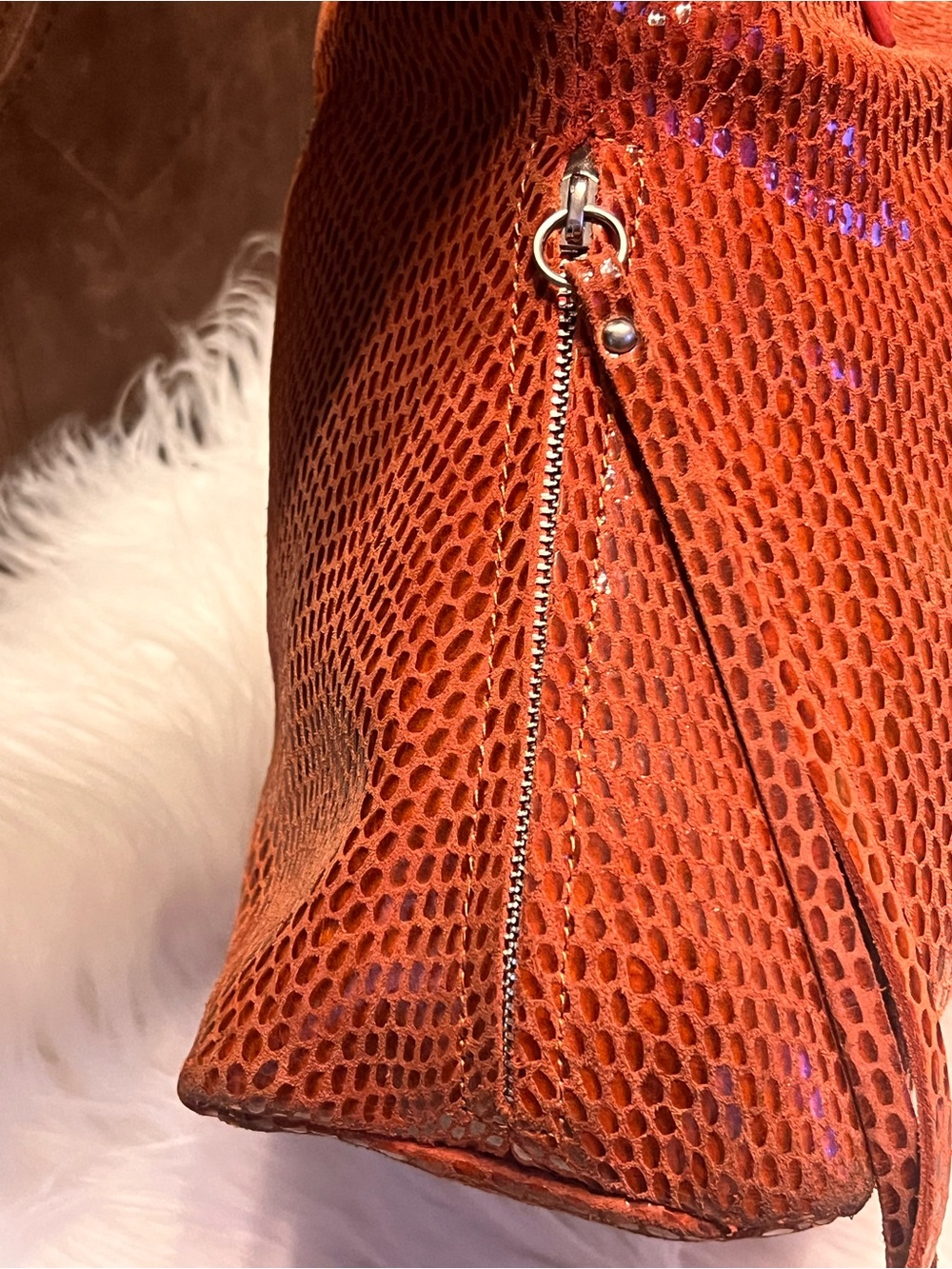Sorial  Velvety Soft Snake Embossed  Leather hobo shoulder bag - Picture 11 of 14